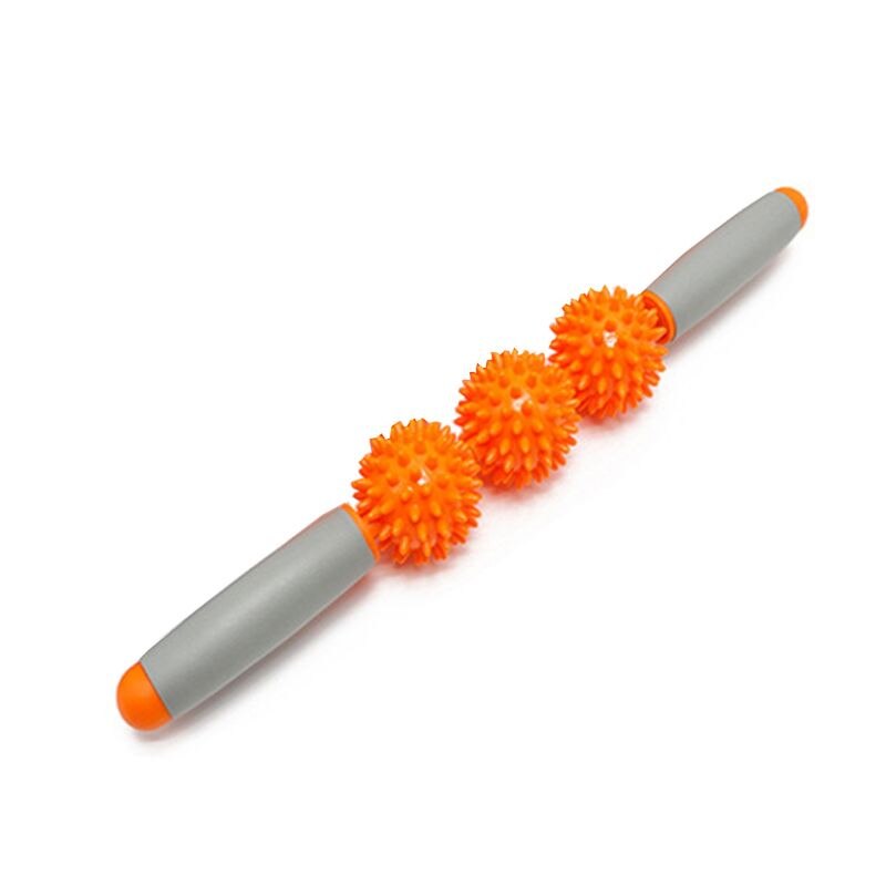 Muscle Roller Massage Stick Deep Tissue Tight Fascia Massager Trigger Point Fat Blast with 3 Balls for Pain Relief: Orange
