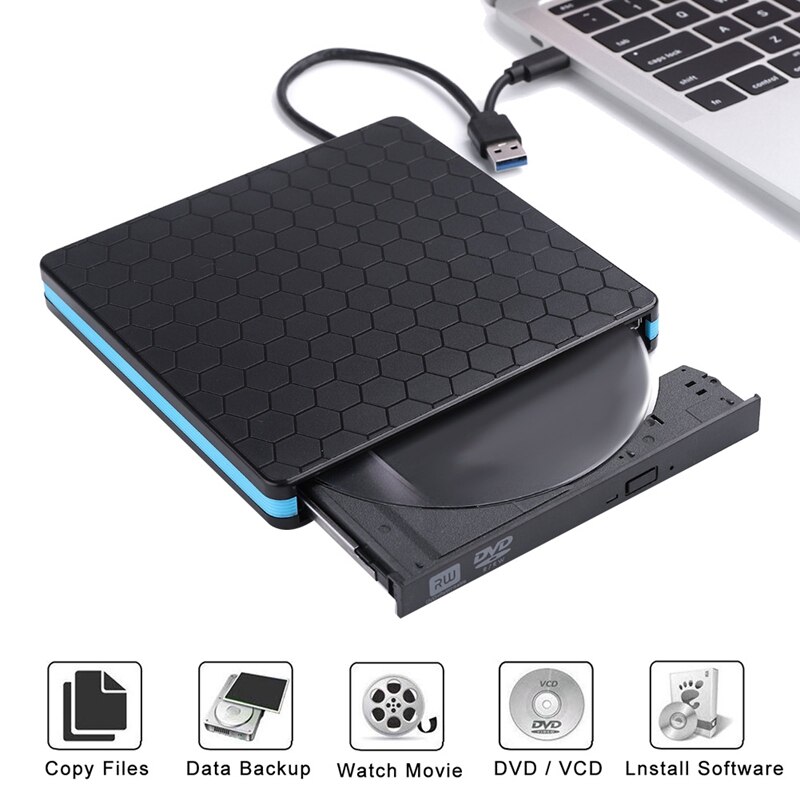 Lecteur CD/DVD externe, USB 3.0 de Type C, lecteur de CD Portable, graveur CD/DVD-RW, faible bruit, transfert de données à grande vitesse