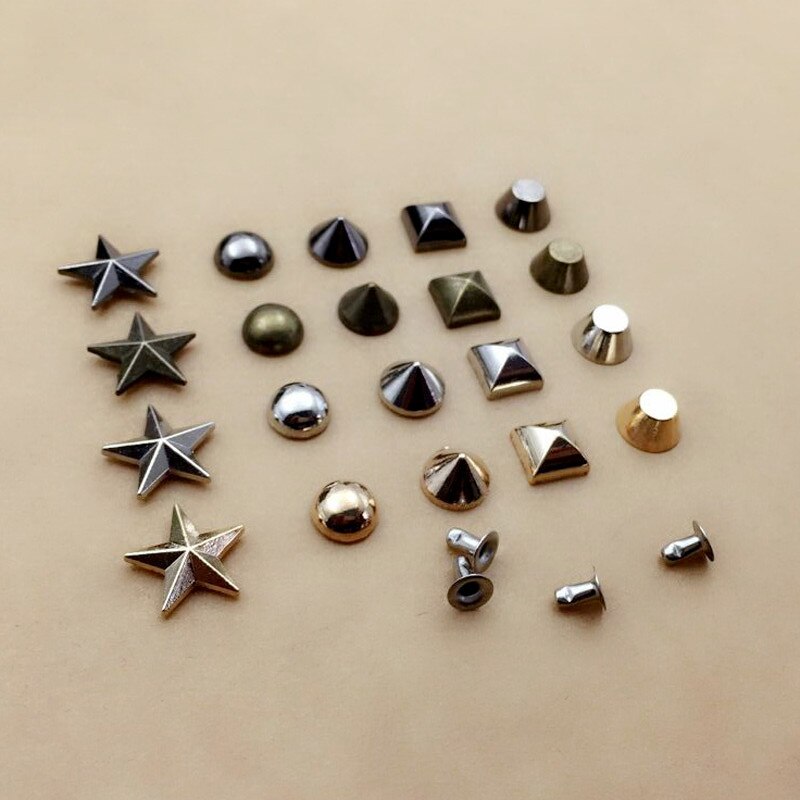 20 sæt legeret lavet stjernekegle spand nitte metal pigge nitter leathercraft diy biker rapid punk rock stud nitte ingen rust
