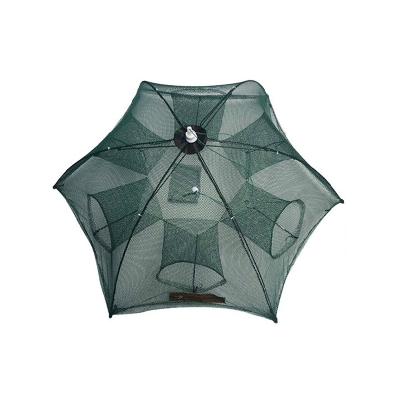 Styrket 4-8 huller automatisk fiskenet rejer bur nylon foldbar fisk fælde støbt net støbt fold krabbe fælde fiskenetværk: 6 huller