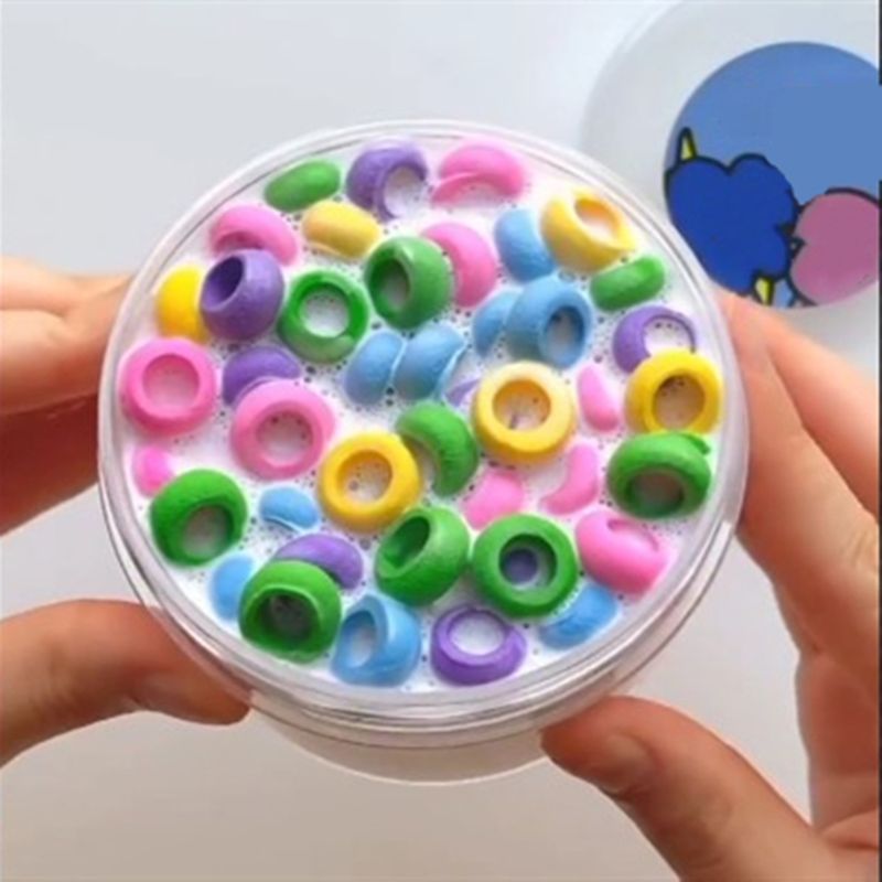 OOTDTY 90pcs Slime Sponge Rings For Slime Charms Supplies For Butter Fluffy Cloud Slime Clear Slime Kit Stuff Decor