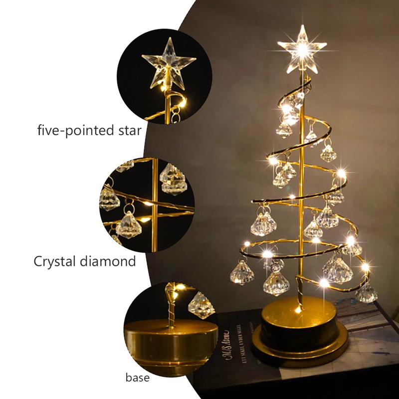 1Pc Led Kerstboom Lamp Kerst Verlichting Lamp Kerstboom Nachtlampje Crystal Diamond Kerst