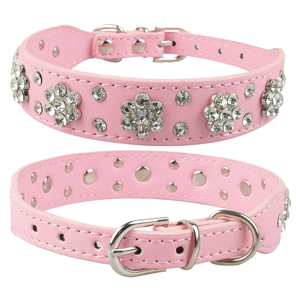rhinestone pigg skinnhalsbånd krystall kjæledyr hundehalsbånd til små mellomstore hunder rosa rød blå svart