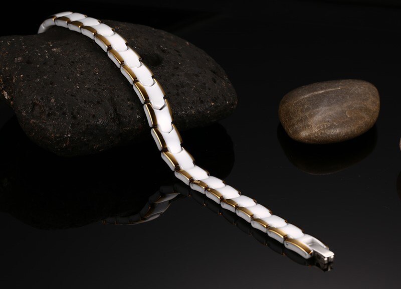 Gorgor Trendy Klassieke Keramische Armband Met Zwarte Steen En Gouden Rand Armbanden Voor Voor Elegante Vrouwen Sieraden CBRM-001