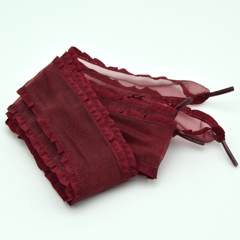 Cordones de Organza con volantes anchos de 4cm, 18 colores, lazo de hilo de gasa, cordones anchos, , belleza, zapatos informales blancos,: WIne / 140 cm