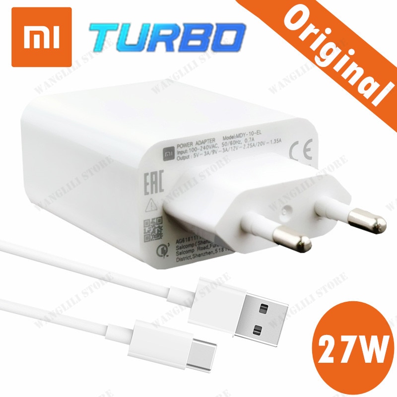 Oryginalny 27W xiaomi szybka ładowarka mi 10 zawodowiec turbosprężarka adapter qc 4.0 szybkie ładowanie rodzaj usb c kabel robić xiaomi mi 9t 9 redmi Uwaga 8 9s