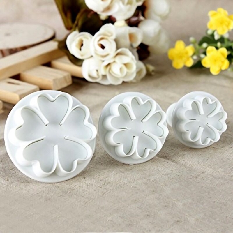 3 Stks/set Primrose Bloem Plunger Cutters Fondant Cake Decorating Bakken Tool