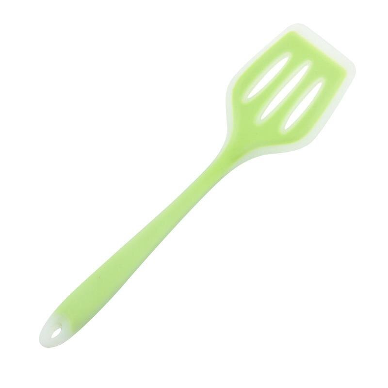 Korean Version Non Stick Silicone Pot Shovel Cooking Spatula Fried Shovel Flexible Silicone frying Pan Turner Spatula: Green   White