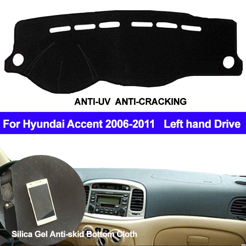 Taijs Auto Dashboard Cover Siliconen Antislip Dash Mat Dash Pad Dashmat Tapijt Voor Hyundai Accent 2006 2007
