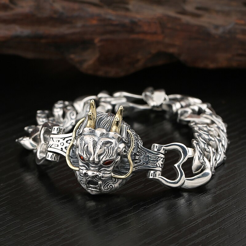 Dominanter Trend: silbernes herrenarmband mit drachenmotiv Ich bin chinesischen retro-stil, dick, Hüfte-hüpfen-schmuckaccessoire: Ursprünglich Titel