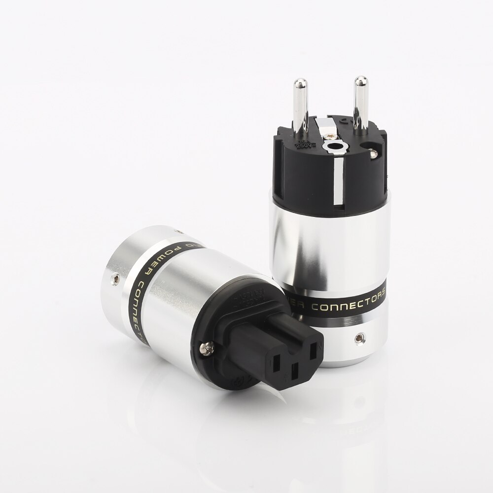 Hi-end audio-stekker aluminium metaal rhodium geplateerd eur euro schuk-stekker