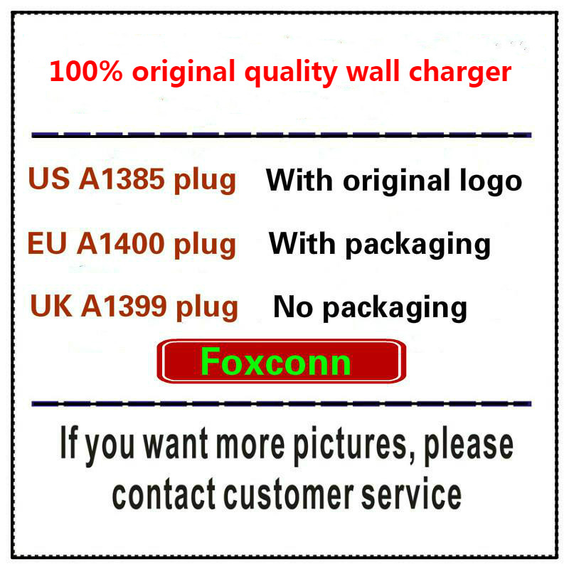 10 stück/lot oem eu/us-stecker-ladegerät,  a1400 a1385 netzteile für iphone  i 7 , 8 plus, x, xs max mit originalverpackung
