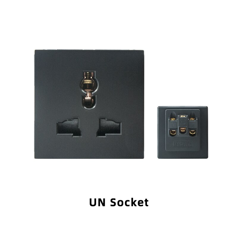 Prise de courant murale Usb, UK US, panneau plastique noir, Module de bricolage, fonction clé, combinaison libre prises électriques prise electrique prise murale prise usb encastrable douille legrand prise murale usb: 3Hole Socket