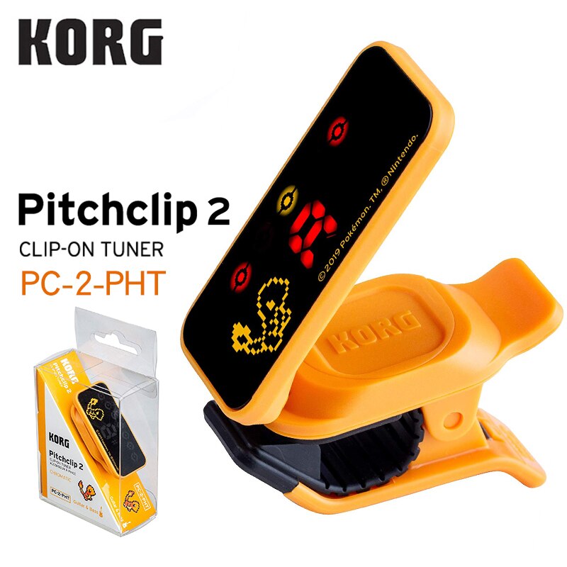 Korg pitchclip pc -1 pc-2 pc1 pc2 ultrabærbar lavprofils gitartuner kromatisk tuner - ultrabærbar - kan enkelt brettes: Pc2- oransje
