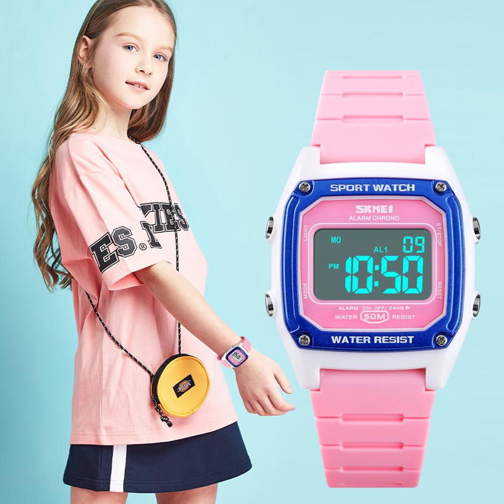 Skmei sport børn ure digital børne pige dreng ur stopur alarm ur vandtæt lysende montre enfant 1614