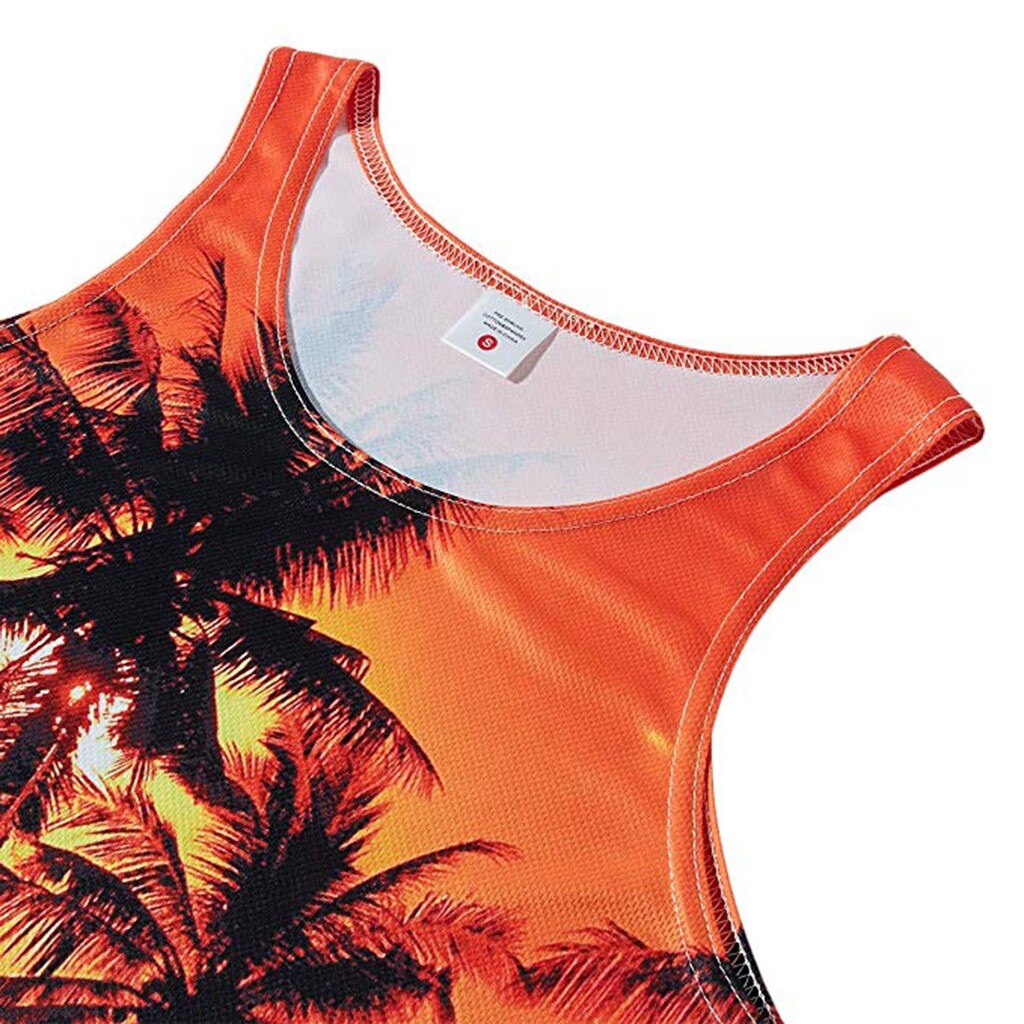 Singlet herr sommarlinnen 3d tryckta västar herr komfort bodybuilding kläder linne strandkläder
