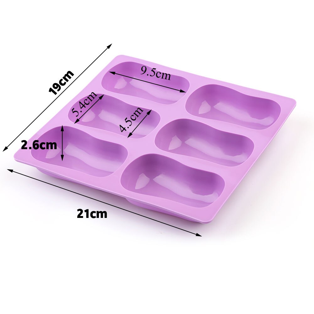 Handgemaakte Zeep Siliconen Mal Zes Oval Mallen Siliconen Cakevorm Klassieke 3D Diy Siliconen Mallen Voor Zeep Cakevorm