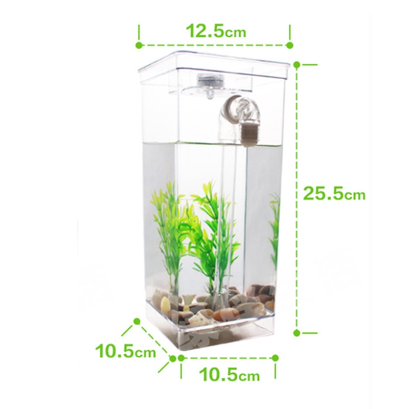 Self Cleaning Aquarium Fish Bowl With LED Light Decorative Mini Ecological Betta Fish Tank Incubator Bowl Kid