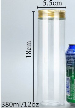 20 PCS Sugar Cane Bottles Plastic Container Golden Lid Transparent Packaging Food Jar Cereal Dispenser Kitchen: 380ML 20pcs