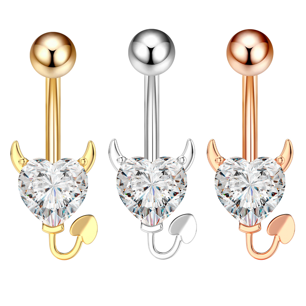 1PC Gold Color Series Crystal Belly Button Rings Snake Flower Heart Belly Ring for Women Stainless Steel Dangled Navel Piercing