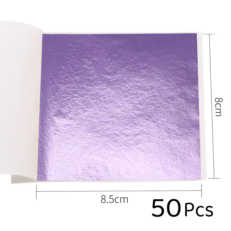 Imitation Gold Leaf Sliver Red Foil 8x8.5cm Papers Art Craft Kraft Paper DIY Craft Decor Leaf Leaves Sheets 10/50pcs: Peach Purple-50