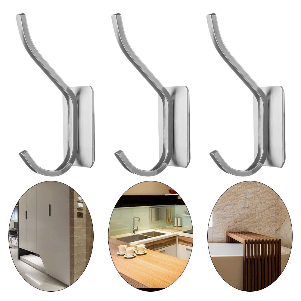Zilver Rvs Haken Muur Gemonteerde Zelfklevende Kleerhanger Moderne Opbergrek Hoed Zak Plank Rustproo