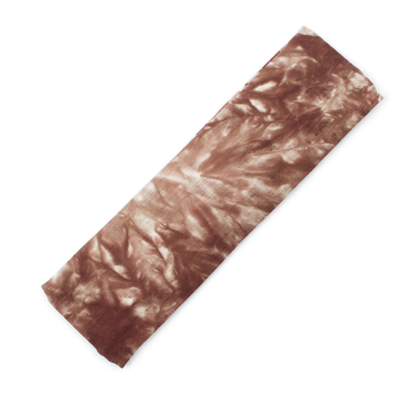 Geebro Women's Tie Dye Elastic Headband Summer Cotton Soft Stretch Turban Headband For Girls Flat Hair Bands Hair Accessory: Brown