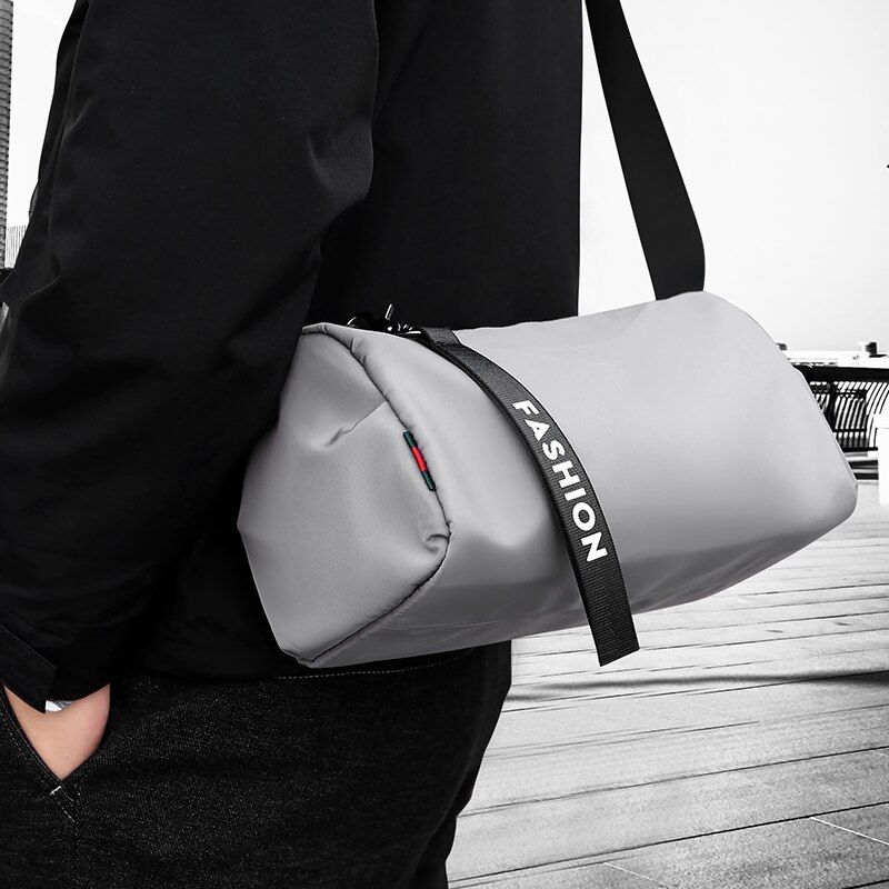 Borsa da Fitness borsa da uomo per la separazione a secco e umido borsa da allenamento per donna nuoto zaino da viaggio per borsa a spalla di grande capacità: Grey(L)