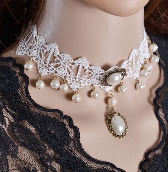 gothique victorien cristal gland tatouage collier ras du cou noir dentelle collier ras du cou Vintage femmes bijoux de mariage