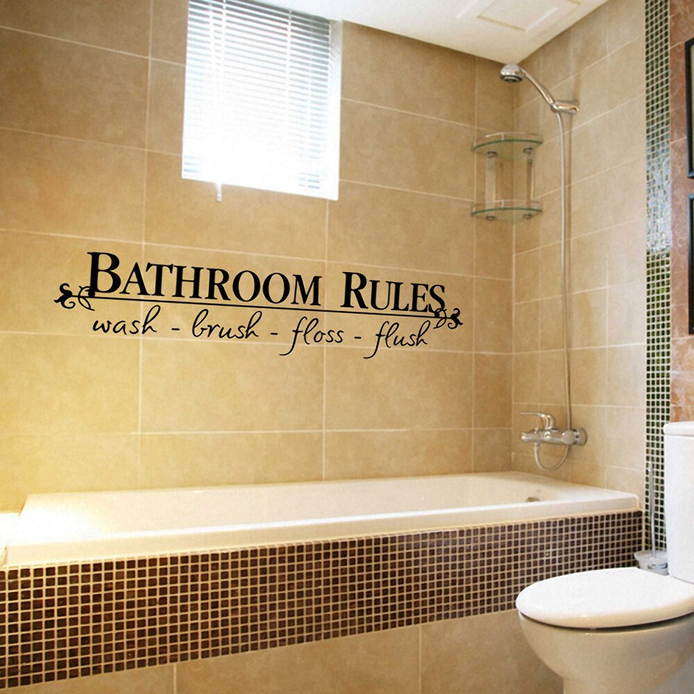 Bathroom Rules Wall Stickers Quote Bathroom Sticker Art Decal DIY Bath Background Waterproof Toilet Washroom Home Decor