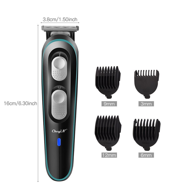 Quick Charge Electric Hair Clipper Hair Trimmer Precision Stainless Steel T Blade Hair Cutting Machine 4 Guide Comb