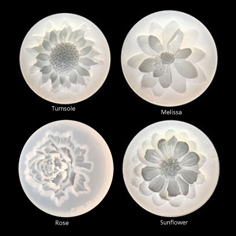 4 stuks epoxyhars bloemmalsets camelia zonnebloem roos mal sieraden maken