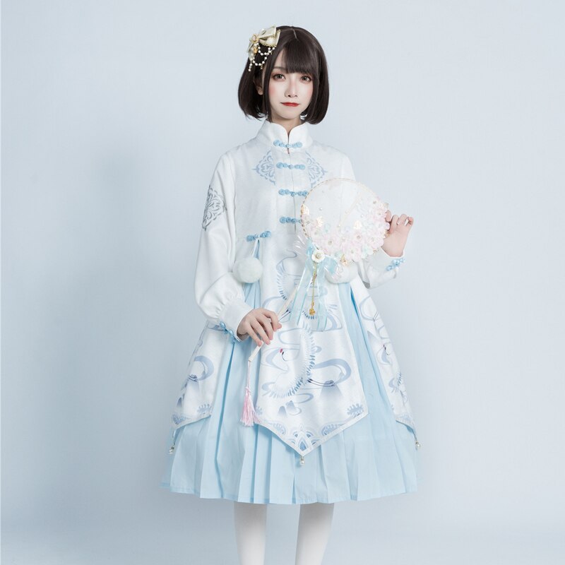 Lolita Dress Girls Chinese Style Lolita Clothes Retro Long Sleeve Red/White Costumes Gothic Lolita Dress Tea Party Clothes VO801