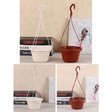 Plastic Hanging Baskets Hanging Plant Flower Pots With Chain Garden Supplies Resin Plant Flower Hanging Pot Basket: Beige