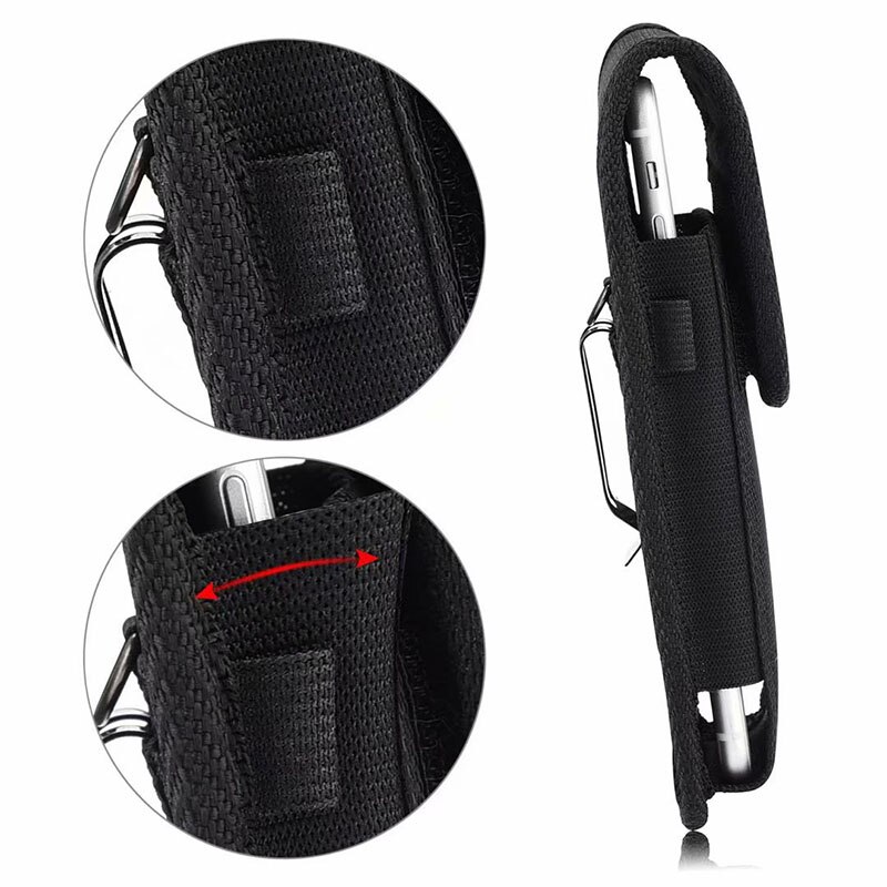 Mannen Riem Fanny Pack Holster Pouch Mobiele Mobiele Telefoon Houder Heuptas Zwart