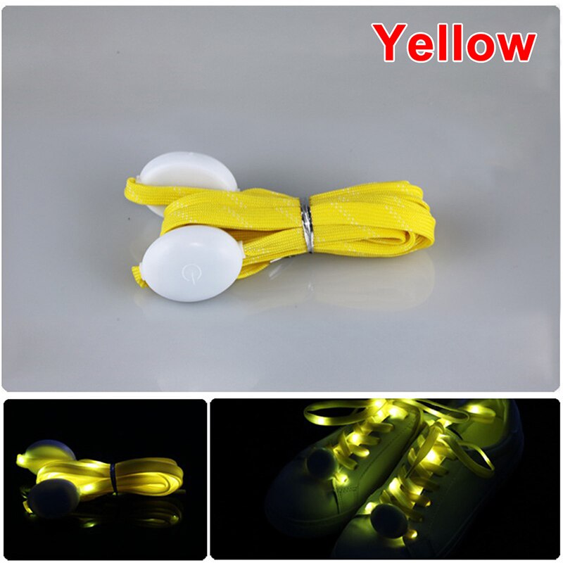1 Paar Led Sport Veters Glow Schoen Strings Ronde Flash Licht Schoenveters Geen Tie Lui Veters Lichtgevende Schoenveters: YELLOW