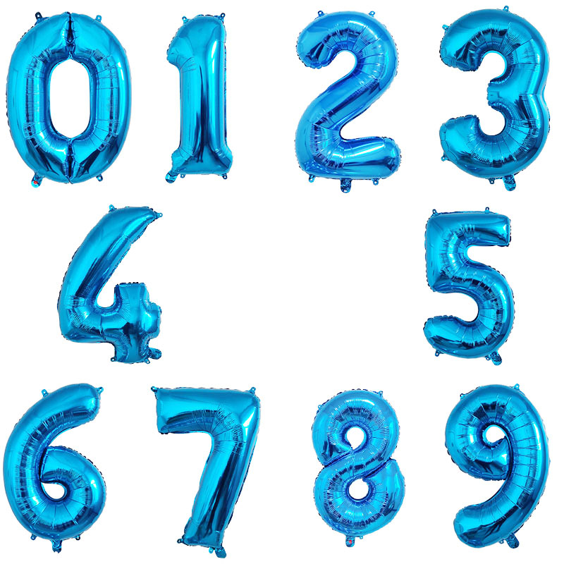 32 pulgadas 1 Uds globo de aluminio número 0 1 2 3 4 5 6 7 8 9 niños niñas de cumpleaños globos azul profundo suministro de