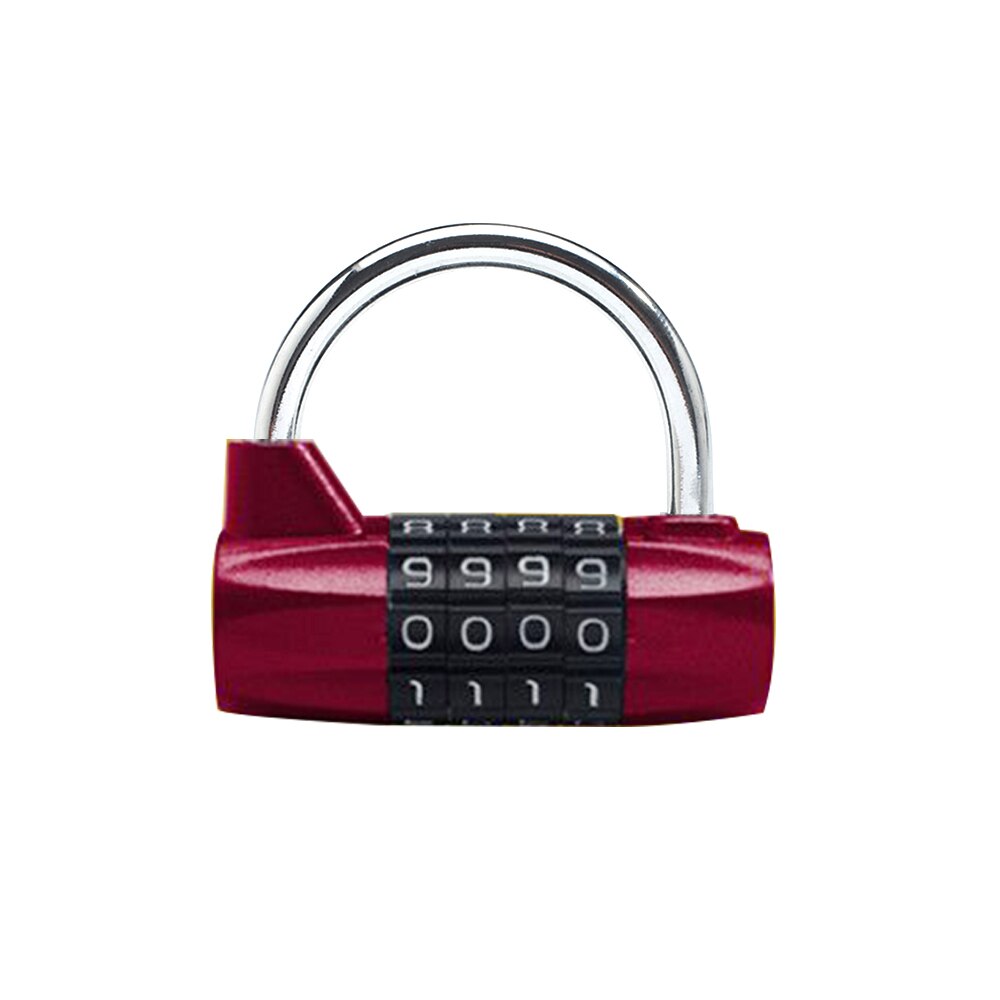 4 Digit Coded Lock Password Safety Lock Wide Shackle Combination Padlock Combination Travel Security Safely Code Lock: Red