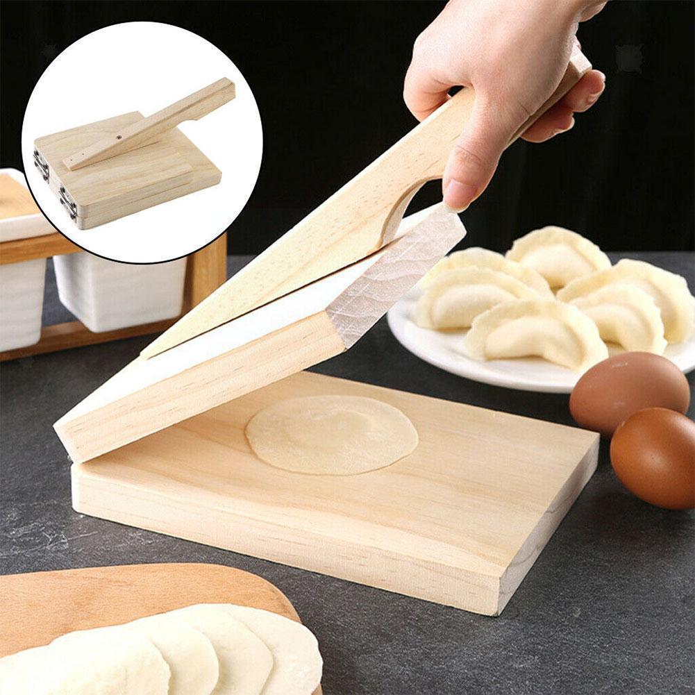 Wooden Dough Pressing Tool Dough Presser Dumpling Skin Press Tool Mold Baking Dumpling Kitchen Pastry Wrapper Tool Making E9O7