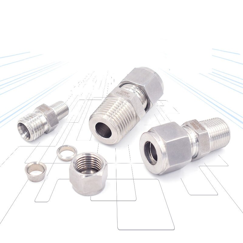 1X Compression Fitting Ferrule Stainless Steel Terminal 1/8 Thread Pipe Joint 6/8/10/12MM ZG/G/NP TMale Straight Adapter Connect