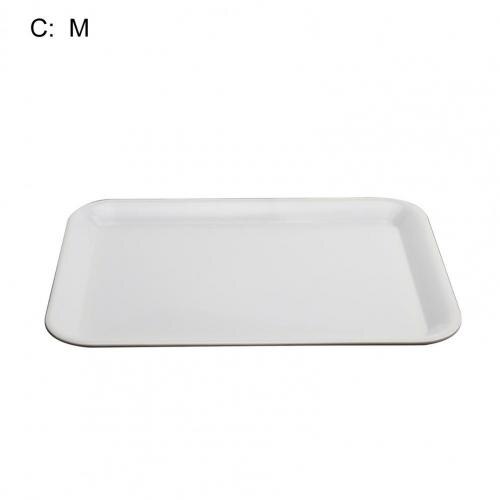 Bandeja de plástico blanca para servir, bandejas decorativas apilables fáciles de usar, creativas, delicadas, para el hogar, para almacenamiento de ensaladas: C M