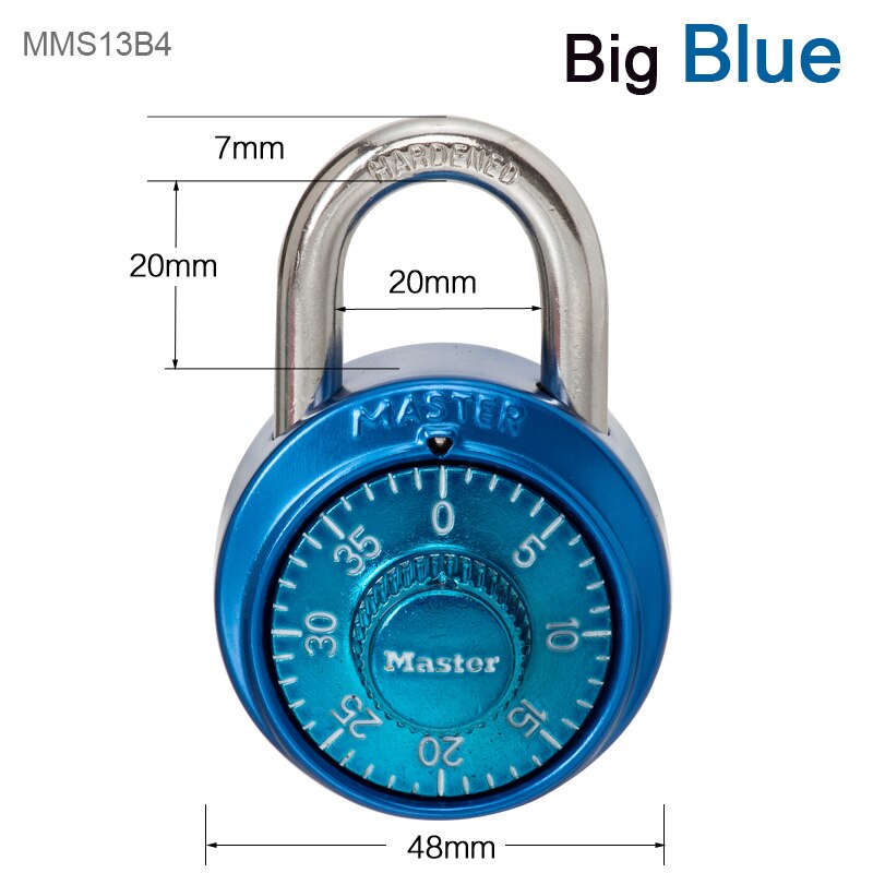 Safe Fixed Number Locks Turntable Gym Cabinet Wardrobe Student Door Lock Letter Digital Rotating Password Steel Round Padlock: Big blue