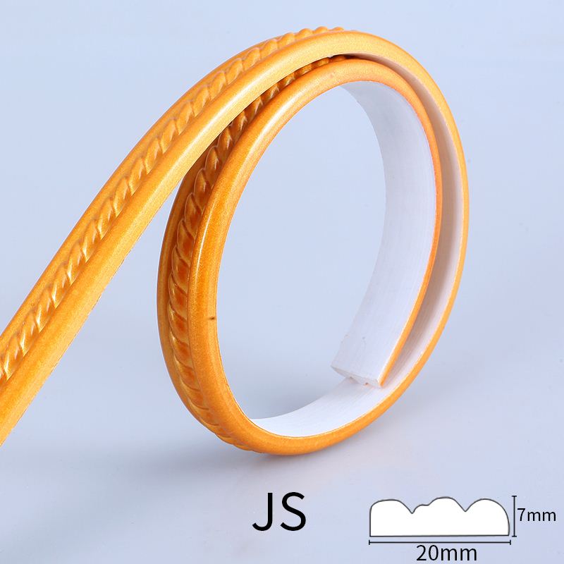3d pvc väggklister linje ram trim mjuk pvc dekorativ linje kantstång: Guld -5m