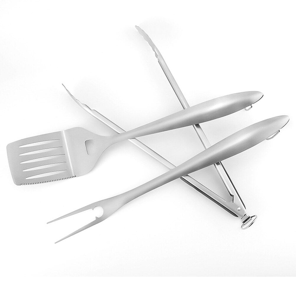 Bbq Grilling Tool Set, Stainless Steel Tongs, Spatula With Bottle Opener And Serrated Edge, Barbecue Meat Fork Outdoor Bbq