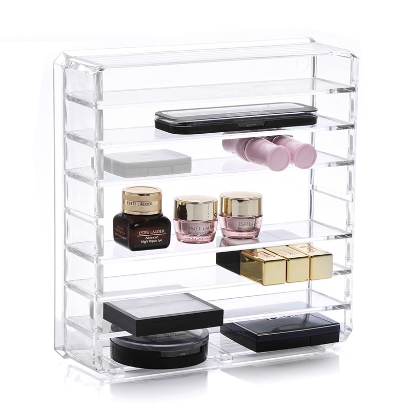 Transparant Acryl Make Organizer Lippenstift Make-Up Borstel Houder Power Box Beauty Spons Houder Case Make-Up Kwasten Organizer