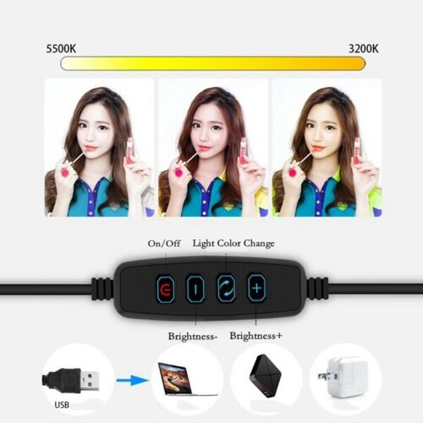 LED Ring Light 10Inch Dimmable Selfie Lamp with Tripod Photography Camera Phone Light for Makeup Video Live