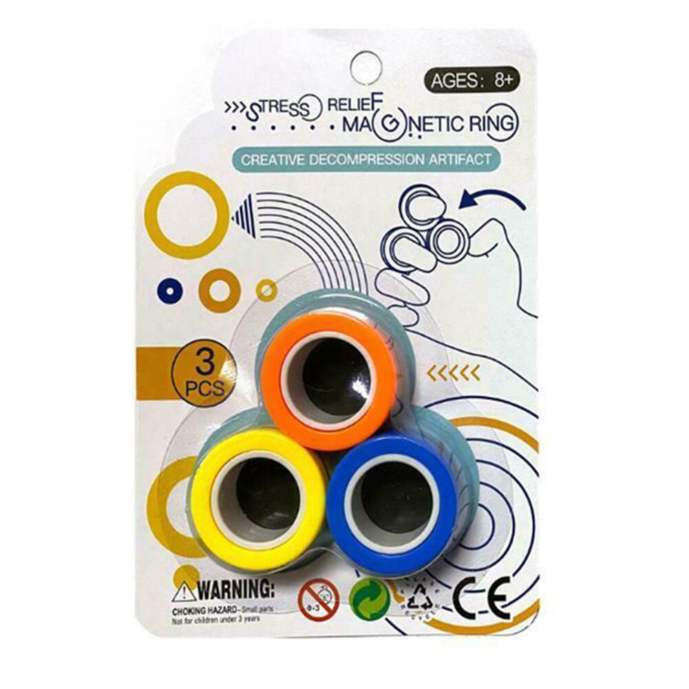 3pz Anello Magnetico Rotante Regalo Alleviare Lo fatica Puntelli Portatile Decomprimere Giocattolo roteare