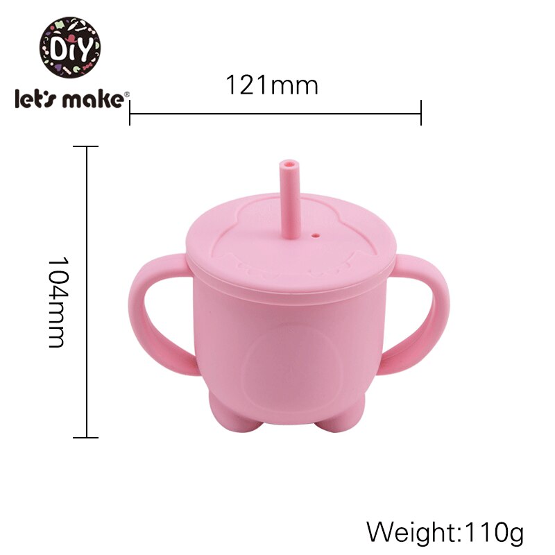 La oss lage 1pc tåteflaskekopper til å lære drikkevarer silikon sippy kopp småbarn barn silikon sippy kopp har lokk: Rosa