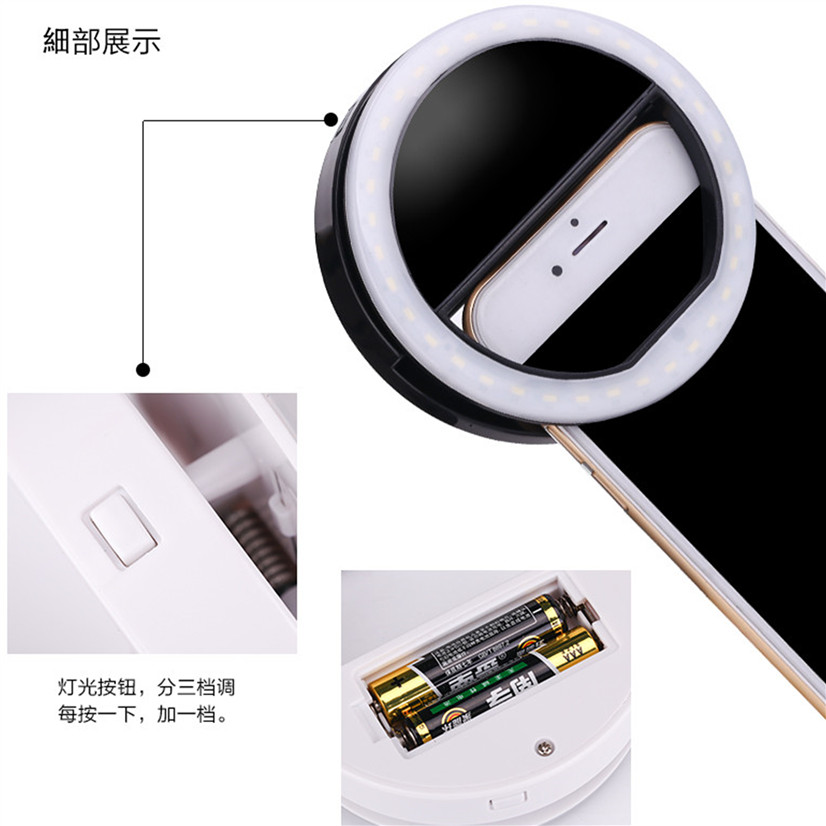 Xixi espelho de maquiagem com led, artefato de luz para celular, 36 peças, para fotografia, ferramentas de beleza luz de preenchimento
