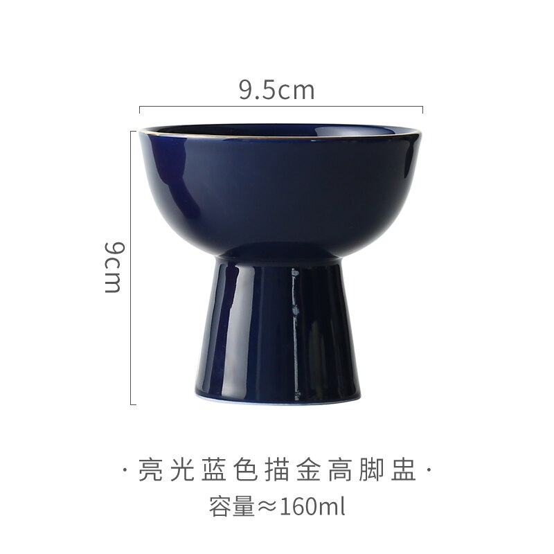 Ceramic High-leg Dinner Plate Fruit and Vegetable Salad Plate Seasoning Dish Restaurant Hotel Service Supplies Exquisite: H